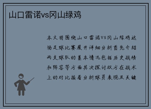 山口雷诺vs冈山绿鸡